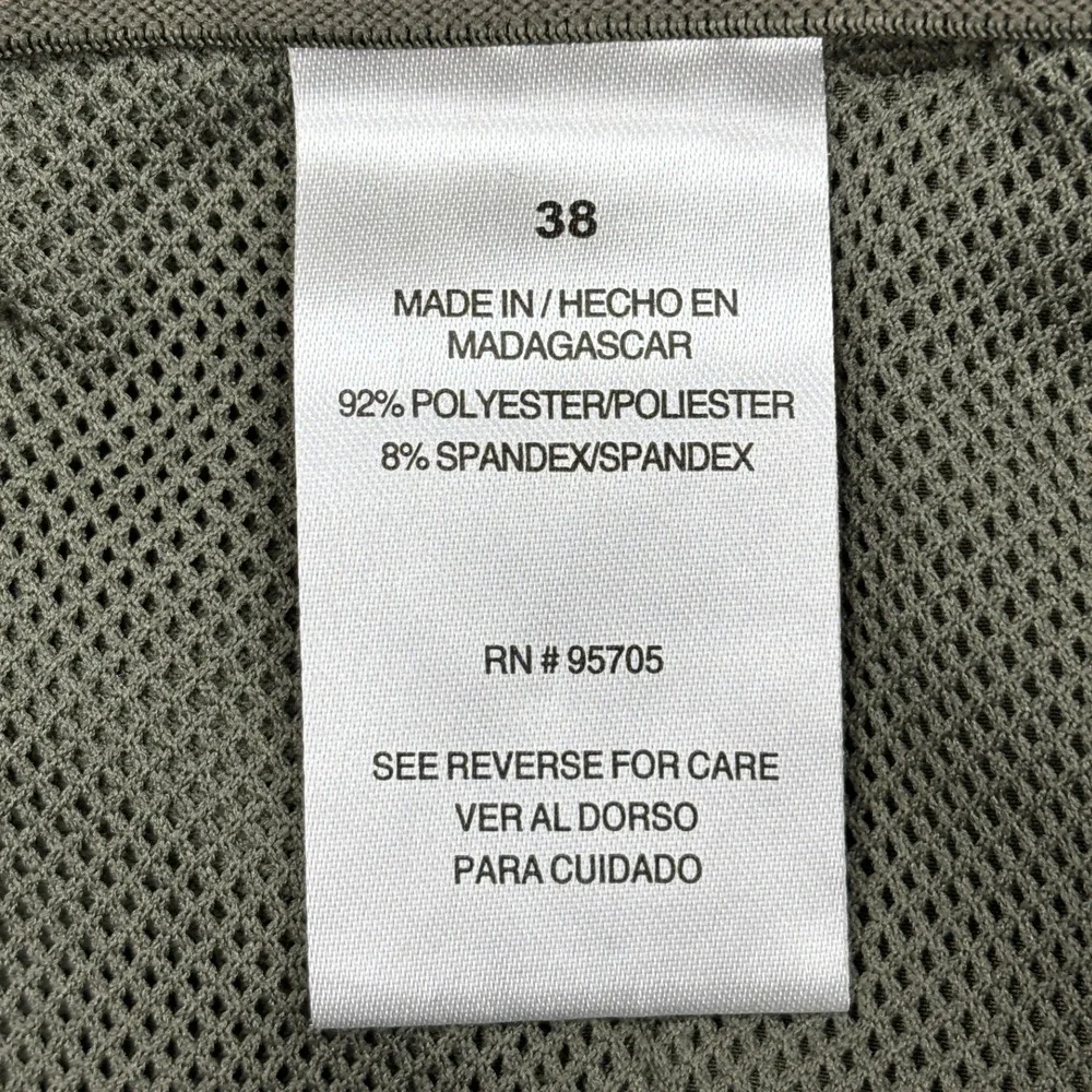 Iron Co Tech Stretch Cargo Shorts Mens Size 38 Olive Green Hiking Zipper Pocket